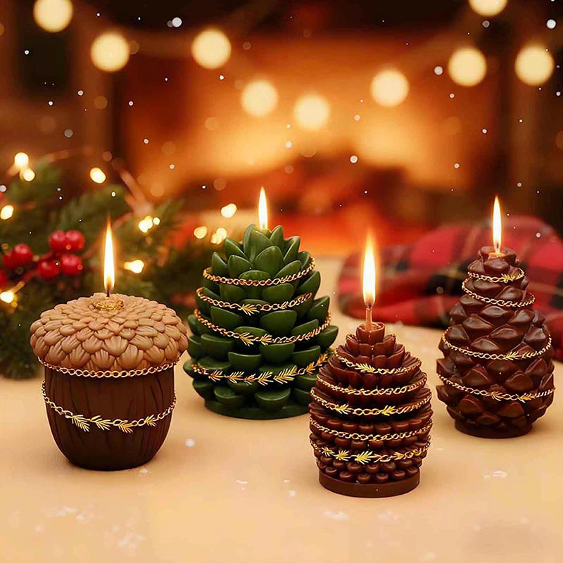 DIY Christmas Cedar Cone Mold Silicone Easy-to-release Oil Pine Cone Candle Mold Decorative Ornaments 3D Plaster Mold