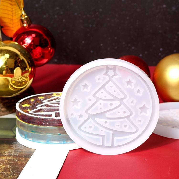 Xmas-Tree Coaster Epoxy Resin Mould Snowflake Cup Mat Silicone Mold Home-Decor