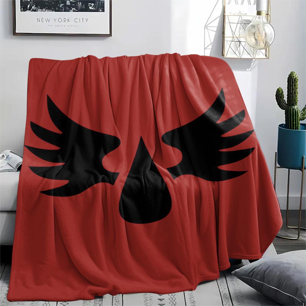 1Pc Blood Angels Cool Print Flannel Blanket, High Quality Comfortable for All Seasons, Home Decor, Warmth and Comfort, Perfect for Christmas Gifts 09