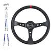 TIYPEOR 350mm Suede Steering Wheel Black Deep 90mm Steering Wheel