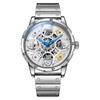 Herren-Automatik-Armbanduhr aus Legierung mit Edelstahlarmband, 30M Wasserdichtigkeit, Leuchtzeiger und Zifferblatt, für Freizeit, Business und Sport