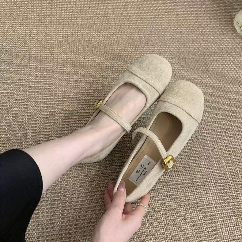 Shallow single shoes women's spring 2025 new French retro gentle fairy Mary Jane women's shoes flat beanie shoes