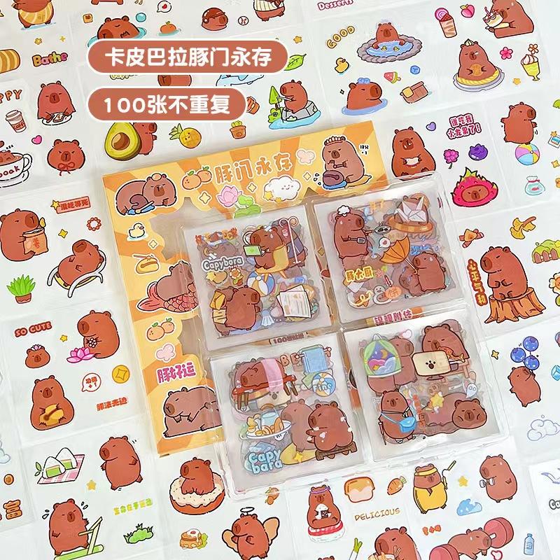 Kawaii Stationery Cute Capybara School Supplies Diary Decoration Journal Sketchbook Stickers Pack for Scrapbooking Aesthetic
