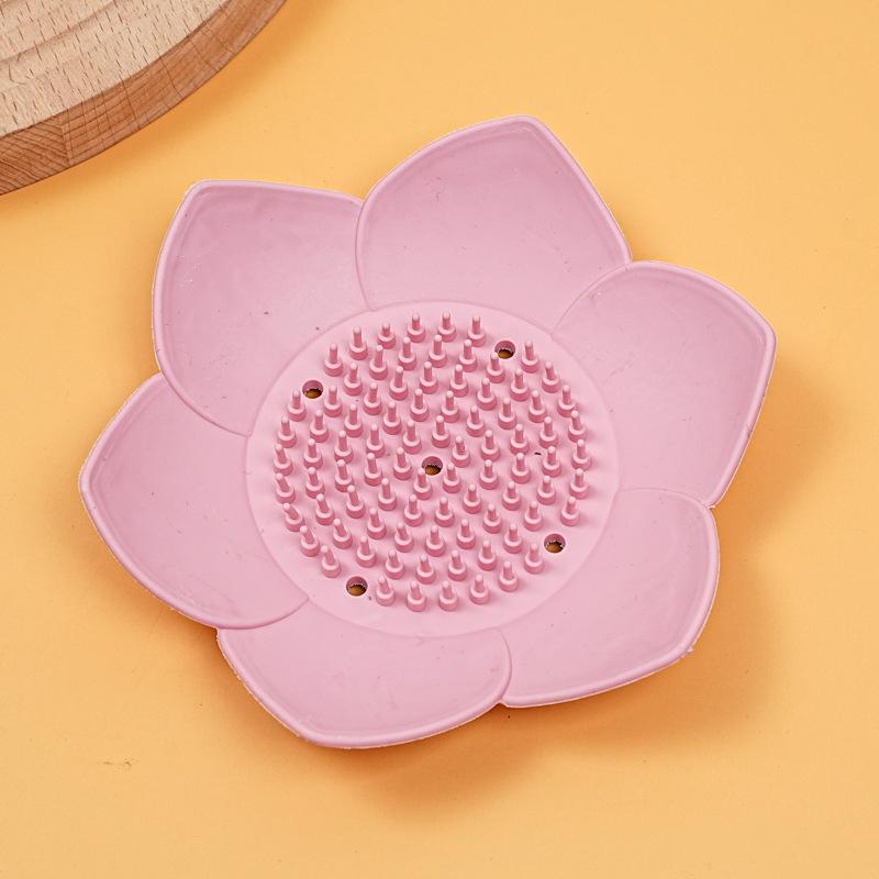 Silicone Lotus Soap Dish - Universal Punch-Free Draining Box for Kitchen & Bathroom