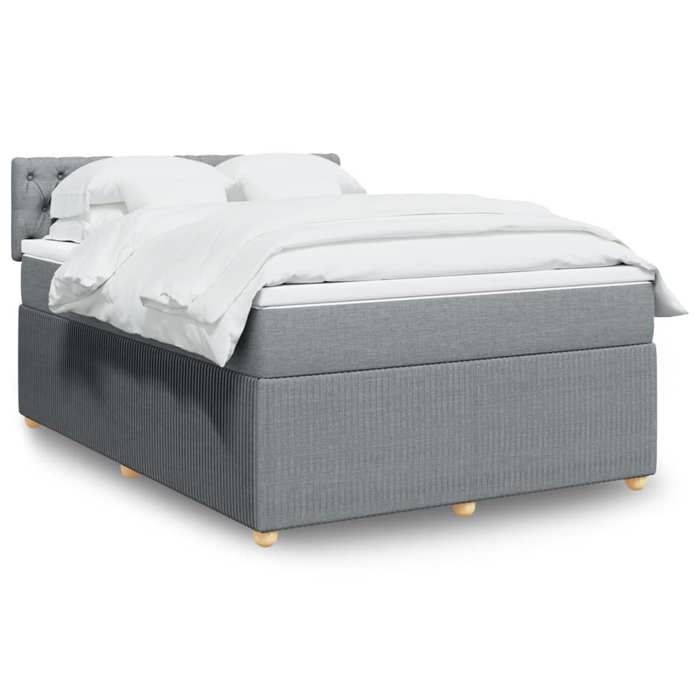 VidaXL Slat Bed Base with Mattress Light Grey 140x200cm Fabric 3289786