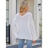 Autumn Winter Loose Casual Sequins Patchwork Fashion Sweater Women V-neck Bottomed Knitting Pullover Top