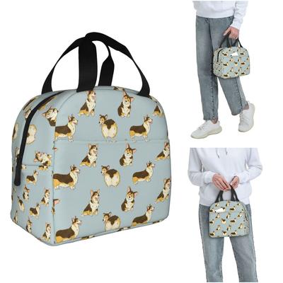 Tri Color Corgi Dog Insulated Lunch Bag for Women Kids Portable Food Boxes Thermal Lunch Box Tote