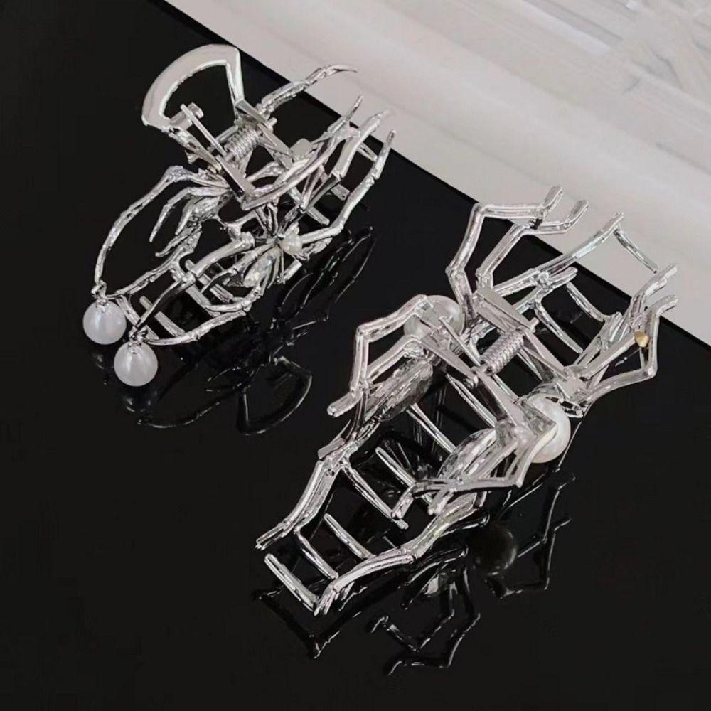Rhinestone Spider Hair Claw Hollow Metal Hair Claw Gothic Large Shark Clip Halloween