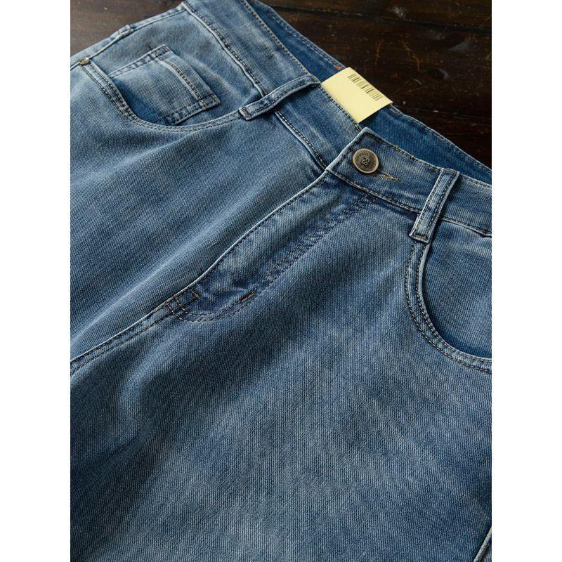 Retro Old and Slightly Fashionable Foreign Trade Tail Goods High End Men's Four Seasons Leisure Meager Slim Fit Straight Stretch Jeans