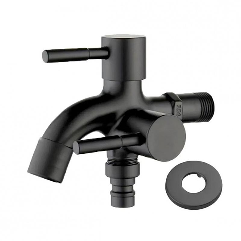 1Pc Multifunctional One Into Two Out Faucet - 304 Stainless Steel Double-outlet, Washing Machine Garden Sink Pool Outdoor Tap