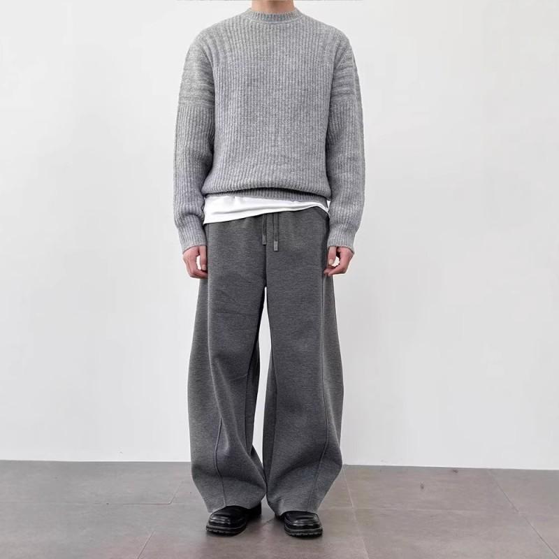 Vintage Curved Sweatpants Men Women Loose Fit Casual Trousers High Street Style All-match