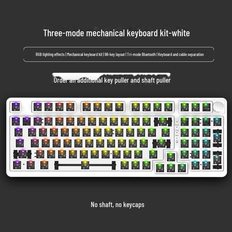 Kit de clavier mécanique sans fil Bluetooth à monter soi-même, RVB, trois modes, 84 à 108 touches