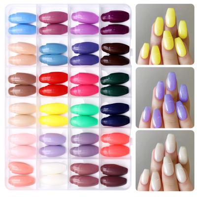 Fake Nails 24 Grids Assorted Nail Extension Color Long Removable Home Salon Women Girls Full