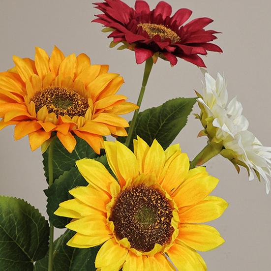 Simulated Sunflower Faux Flower with Bendable Stem Artificial Sunflower Branch for Home Office Wedding Parties Centerpiece