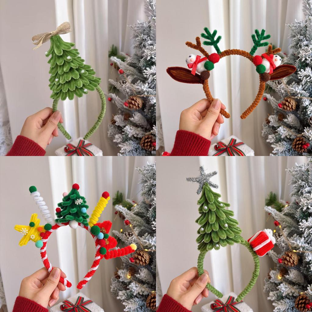 Christmas Elements Headband With Cartoon Reindeer And Snowman For Holiday Celebrations
