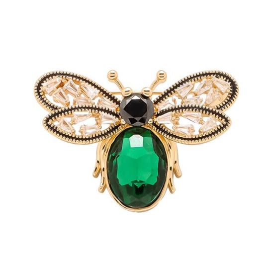 

Women Brooch Sparkling Rhinestones Bee Shape Lapel Pin Suits Coats Bags Scarves Badge Versatile зелёный