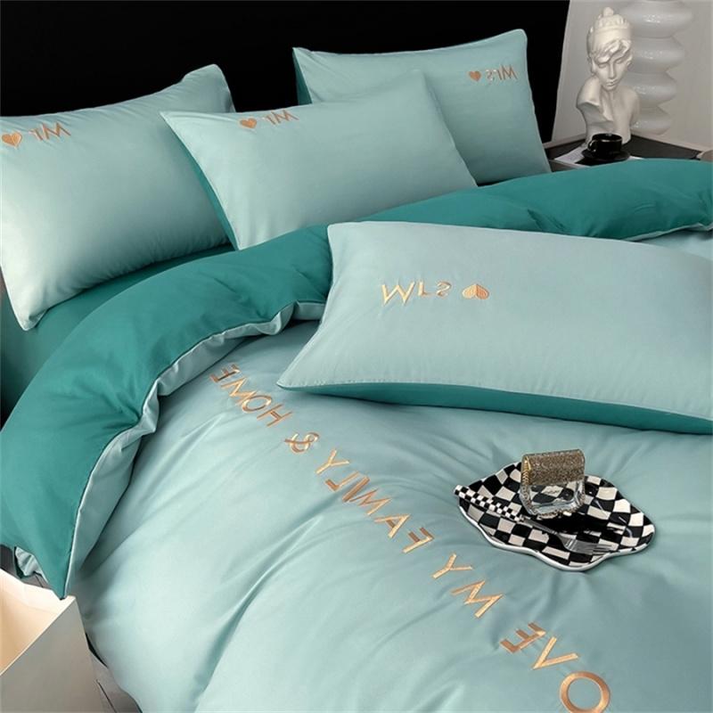 

Комплект постельного белья из скандинавского египетского хлопка с пододеяльником, простыней, наволочкой, роскошным постельным бельем для двоих, двуспальной кровати размера Queen King Size, односпальной кровати для пары 180x200cm Bed 4pcs