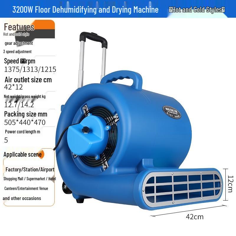 3200W Bathroom Floor Dryer with Hot & Cold Air CN plug (adapter included)