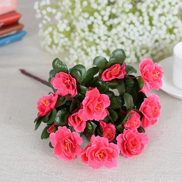 Outdoor Fall Artificial Red Azalea High Quality Flowers Bushes UV Resistant Decor Fake Flowers Home Decorations Small For Garden