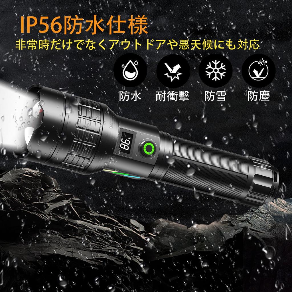 Flashlight Latest Luminous LED Digital Power LED USB 6 Zoom Dimming New Handheld Super Bright Super Aluminum Alloy Shockproof to IPX67 Ideal for