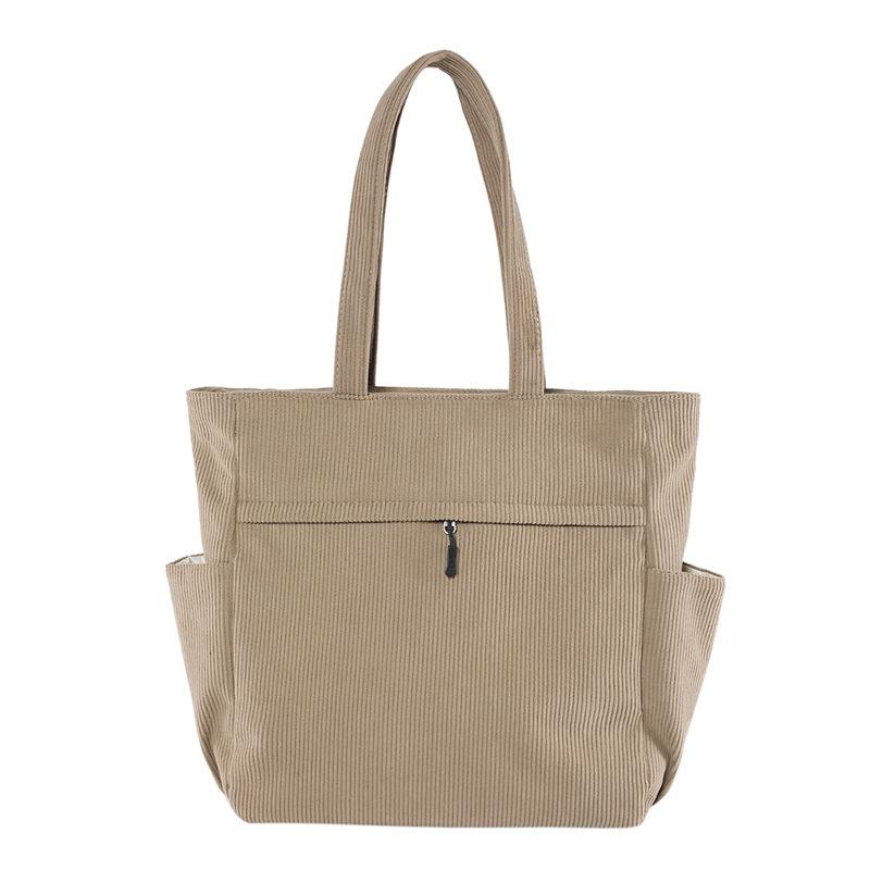 

Простая вельветовая женская сумка-тоут, легкая и универсальная однотонная сумка, вместительная сумка через плечо для покупок one size fits all хаки