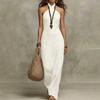 Women Criss Cross Halter Neck Fashion Long Dress Sleeveless Bodycon Floor Length Maxi Gown Bohemian Travel Vacation Daily Wear
