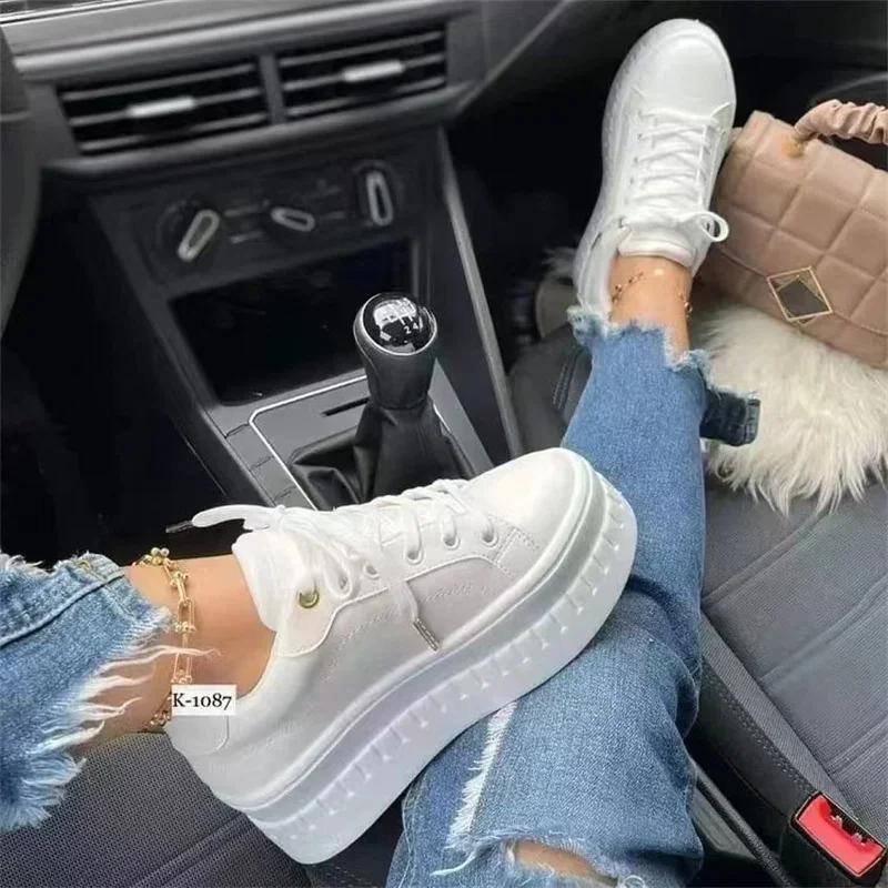 Plateau Weiße Schuhe Damen Sneaker Mode Damen Körbe Femme Lässige Klobige Sneaker Schuhe Frau Trend Große Größe 43