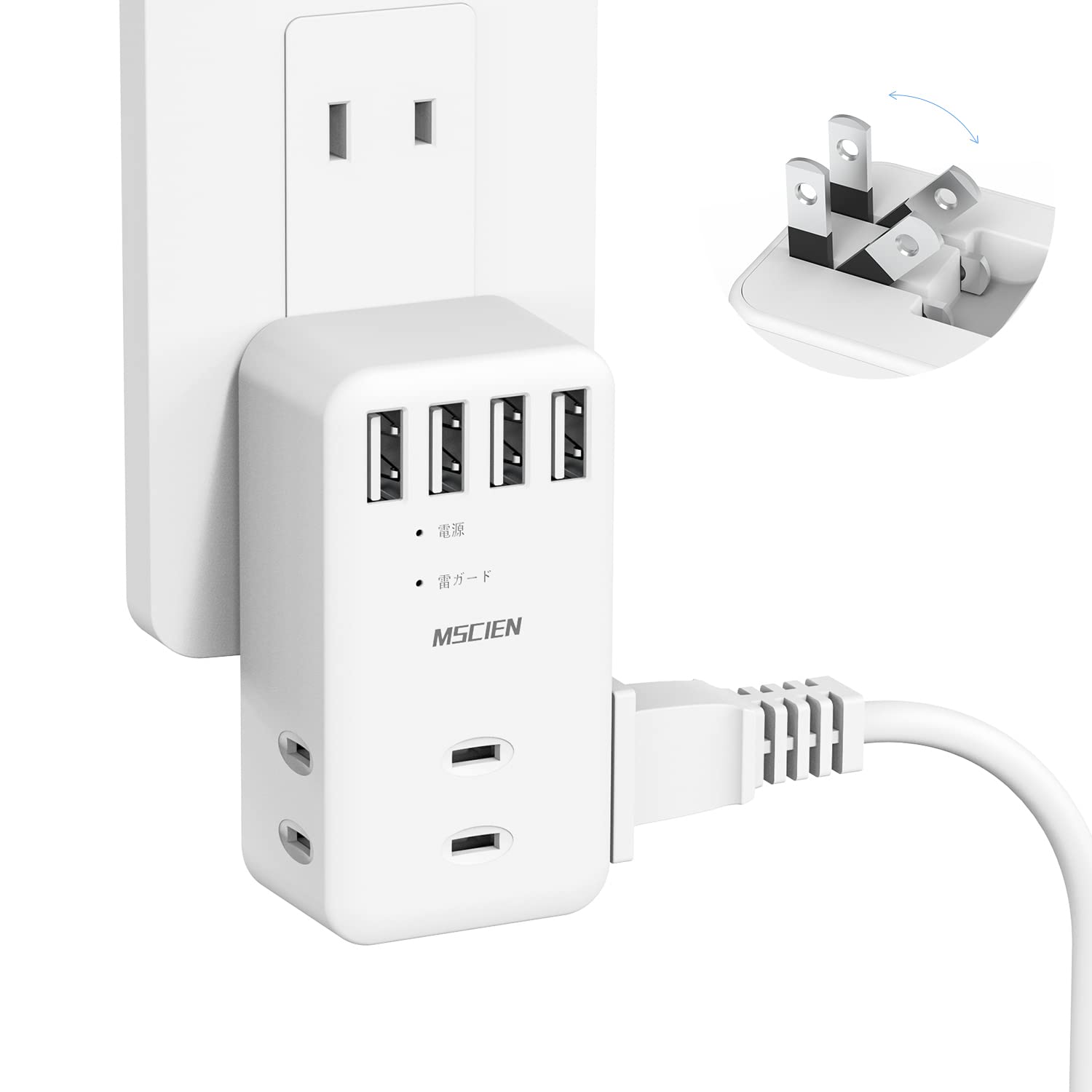 

Mscien Outlet Tap USB Power Tap USB Lightning Guard Outlet 3 AC Outlets 4 USB Ports Octopus Foot Outlet Direct Plug Tap OA Tap Branch Charging Tap