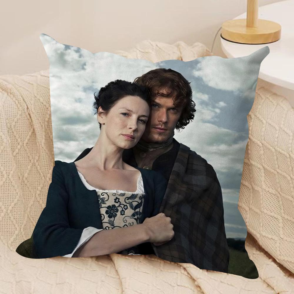 Tv Series O-Outlander Cushion Cover Soft Plush Fabric Double-Sided Printed Sofa Cushion Cover For All Seasons Home Decor Gift