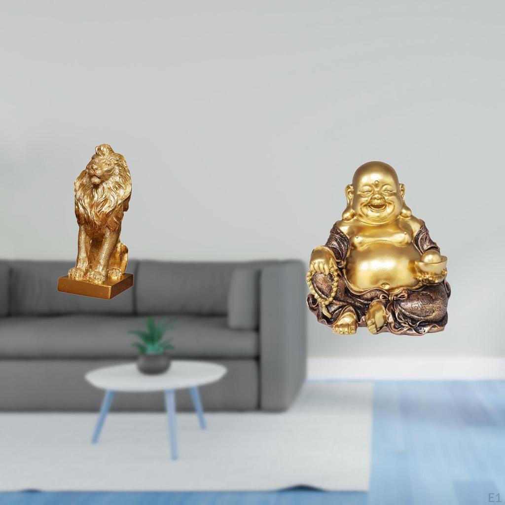 Majestic Lion Buddha Sculpture Collectible Tabletop Ornament Art Figurine Decorative for Office Home