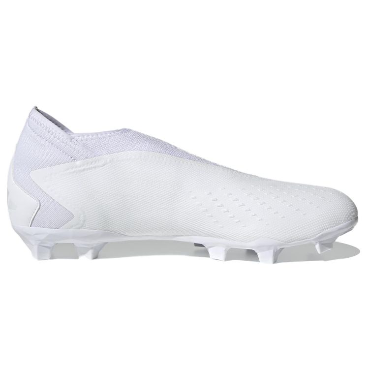 Adidas Predator Accuracy.3 Round Toe Slip-On FG (Rubber Long Studs) Non-Slip Durable Soccer Shoes Unisex Soccer Shoes White FZ6111