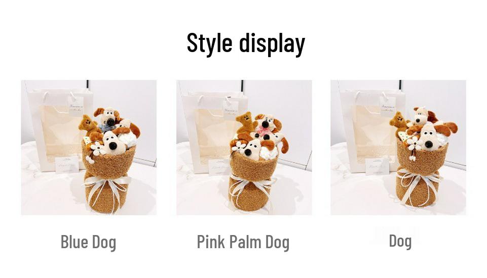 Buquê de Pelúcia de Cachorro Cartoon Palm Gate - Presente Fofo para Namorada, Melhor Amiga ou Colega de Classe da Floricultura Boutique