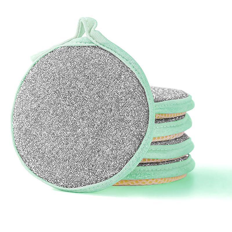 

5 шт. двухсторонняя губка для мытья посуды щетка для мытья посуды кастрюли губки для мытья посуды щетка бытовые кухонные чистящие средства 5PCS зелёный