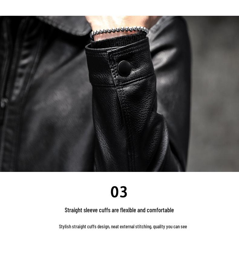 Herren PU-Leder Stehkragen Jacke - Weich, Vielseitig, Leichter Business Casual Mantel für Herbst und Winter