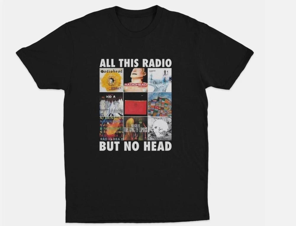 Вся эта радиоволна, но без головы Футболка Смешная футболка Radiohead Рок-группа S-5XL Унисекс Футболка S