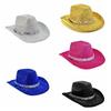 Pailletten Western Cowboyhut Schimmernder Cowgirlhut Modischer Bowlerhut Halloween Party