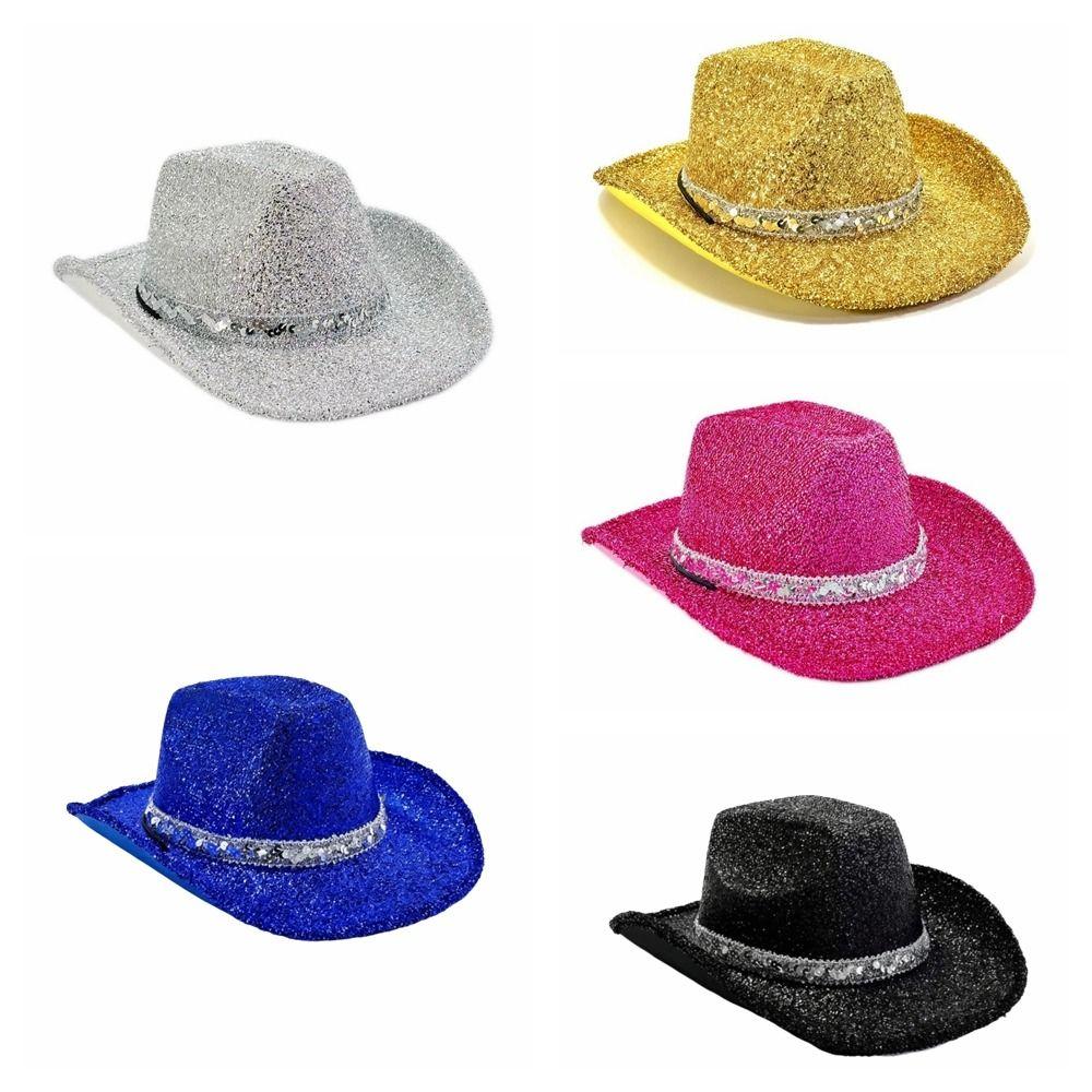 Pailletten Western Cowboyhut Schimmernder Cowgirlhut Modischer Bowlerhut Halloween Party