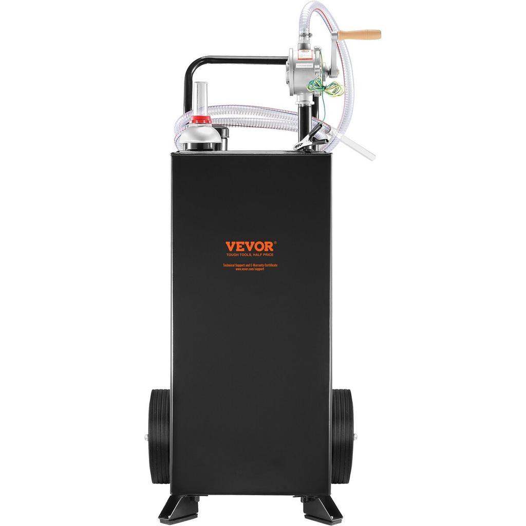 30 Gallon Gas Caddy, Fuel Storage Tank with Wheels, Portable Fuel Caddy with Manuel Transfer Pump, Gasoline Diesel Fuel Container for Cars, Lawn