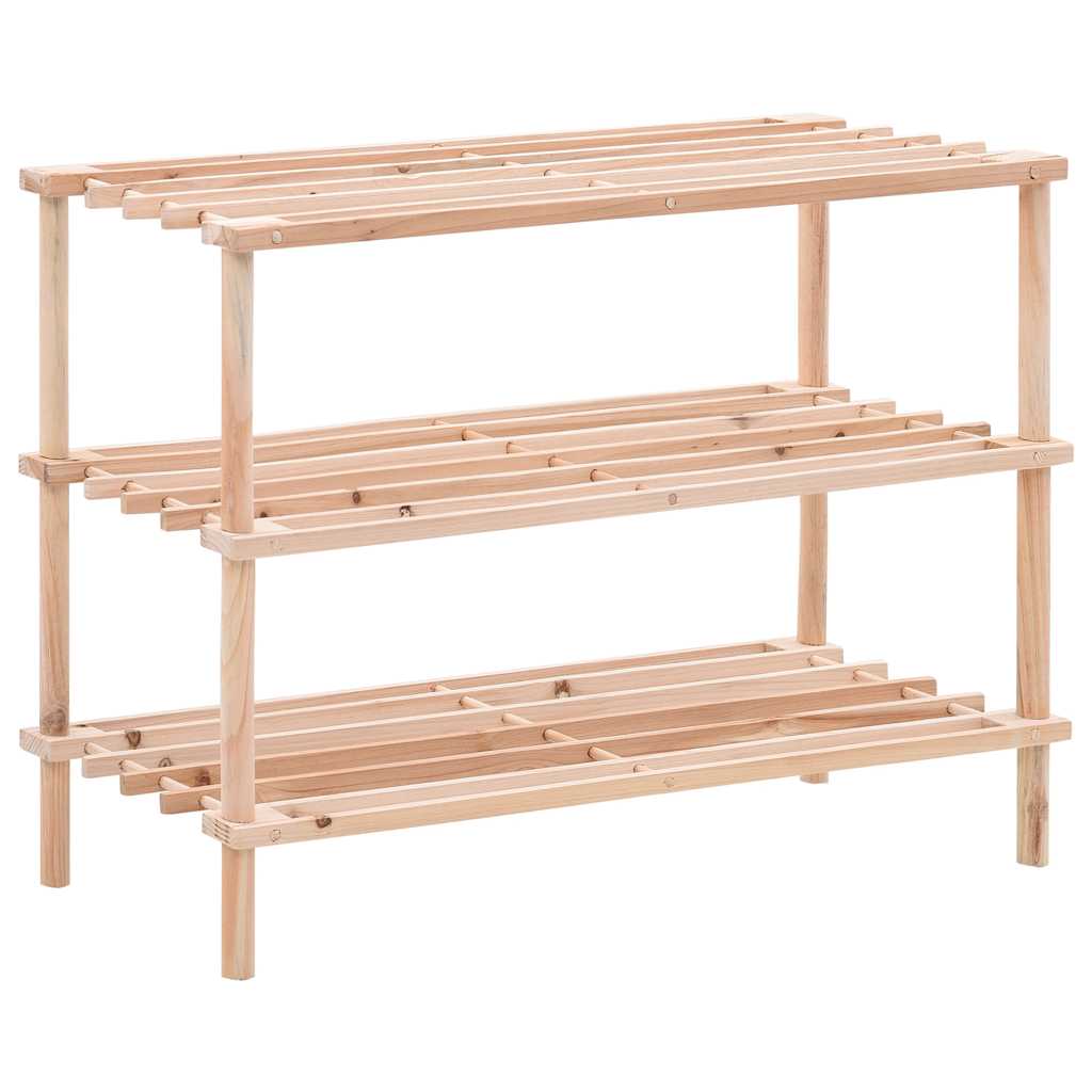 Shoe Rack with 3 Shelves Solid Pine Wood