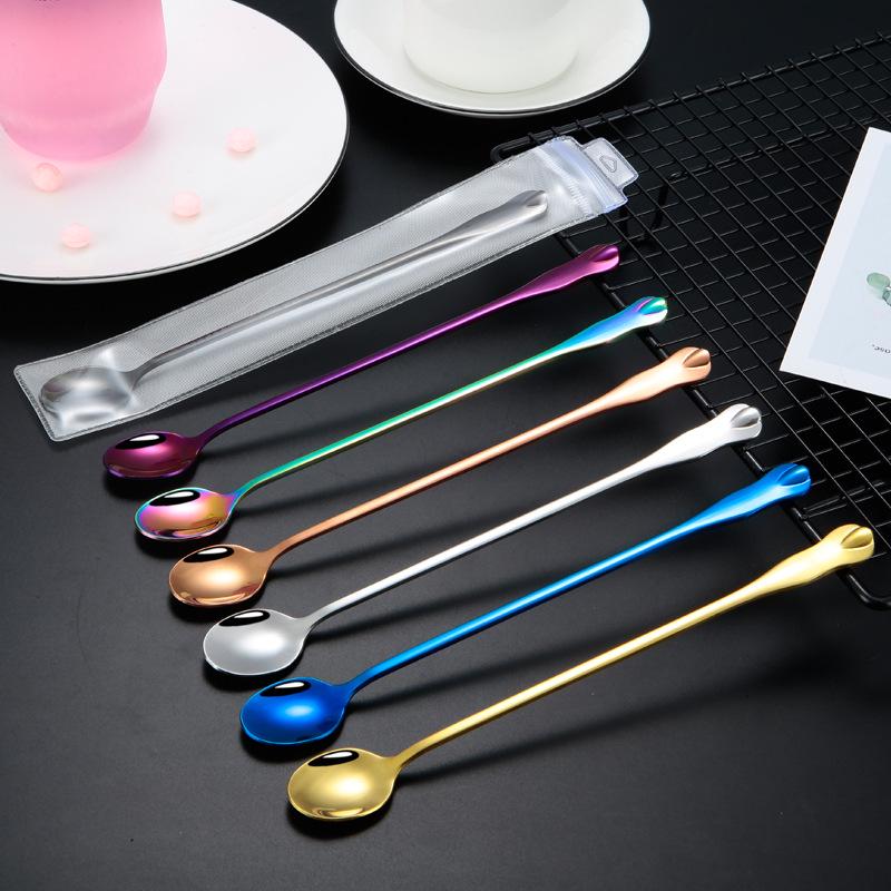 Golden Long Handle Stainless Steel Stirring Spoon and Ladle