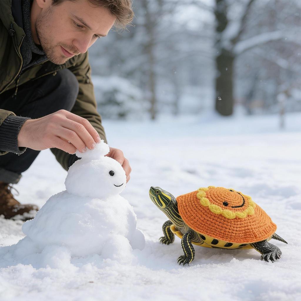 Turtle Sweater Sunflower Design Warm Knitted Costume With Adjustable Elastic Strap Pet Costume Sweater For Small Animal Winter