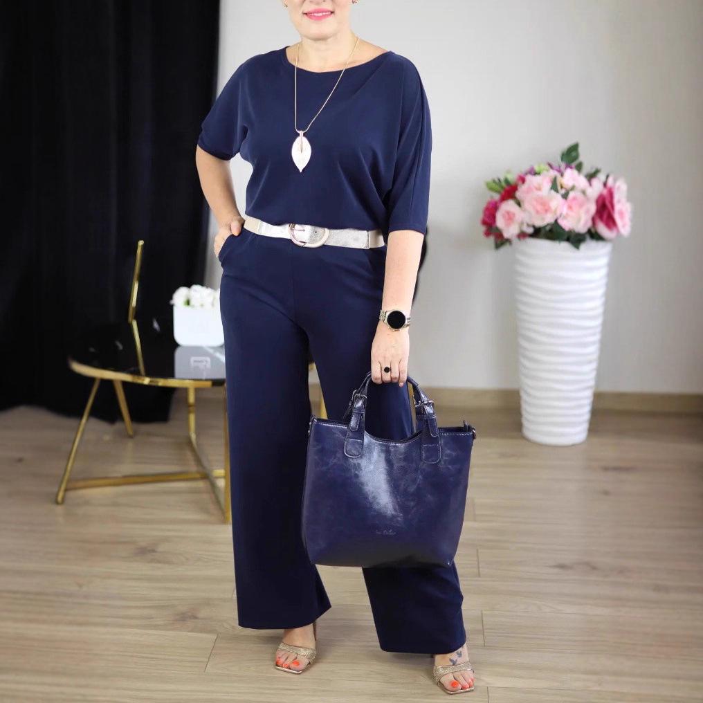 2025 Women's Solid Color Round Neck Long Sleeve Top and Belted Pants 3-Piece Set