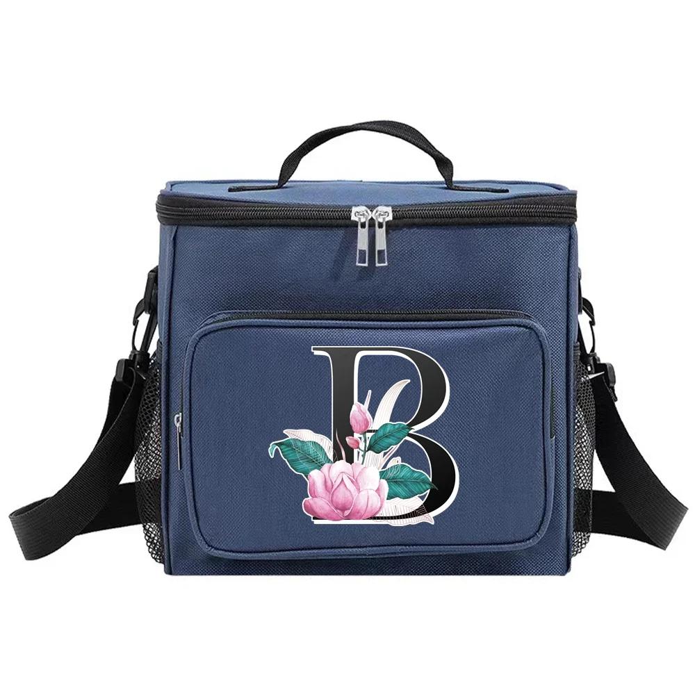 Insulated Lunch Bags Cooler Box Thermal Organizer Handbag for Student Waterproof Camping Storage Boxes Whitemarble Pattern
