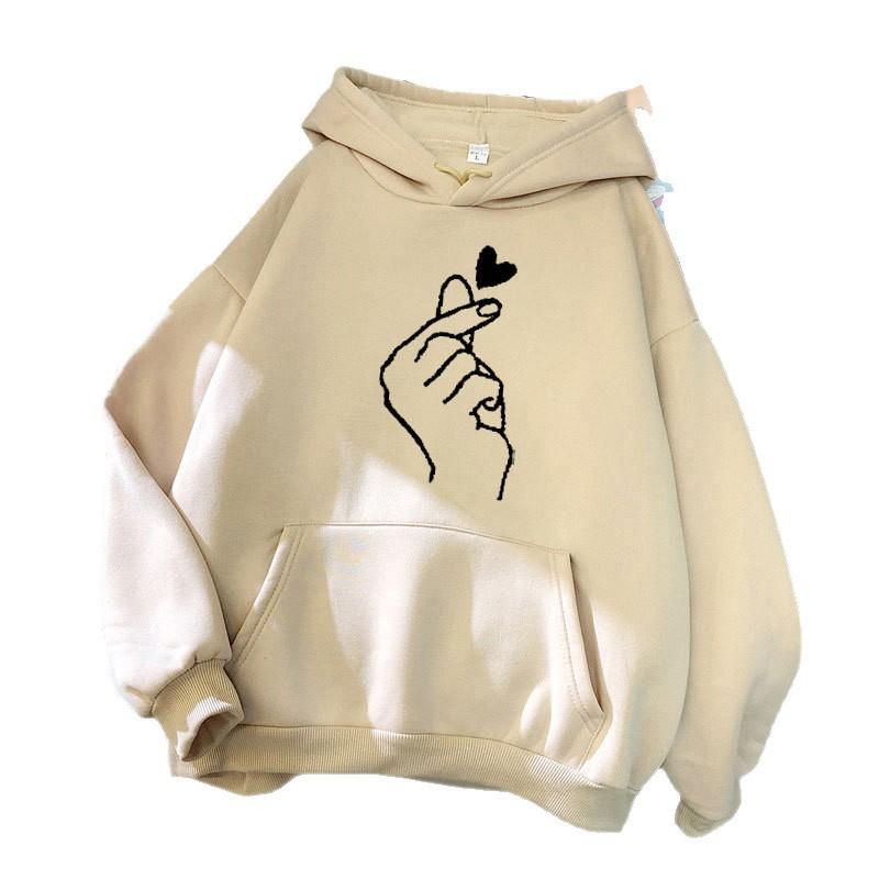 Plus Size Printed Fleece Hoodie Women Long Sleeve Casual Loose Fit Sweatshirt