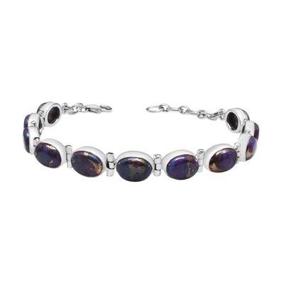 Pulseira de pedra preciosa turquesa roxa natural, prata esterlina 925, joias artesanais, comprimento ajustável, presente para a mãe, presente de Páscoa
