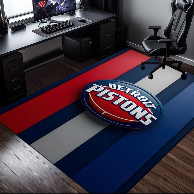 Detroit Basketball Art Rug Office Carpet Non-Slip Mat, Chair Rug Floor Covering for Gaming, Bedroom, Living Room , Home Decor Christmas Gift