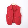 Women's Colorful Denim Vest - Trendy Spring/Autumn Jacket with Large Pockets and Slimming Fit