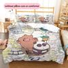 We Bare Bears Pattern Bedding Quilt Set  Home Decoration  Gift (1 * duvet cover + 2 * pillowcase  without core)