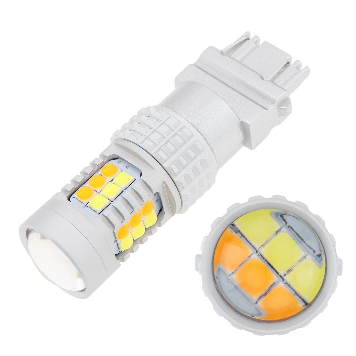 

Автомобильная светодиодная лампа указателя поворота 20 Вт Супер яркая Canbus 1157 7443 3157 Белый + Желтый Лампа стоп-сигнала Дневной ходовой огонь 3157