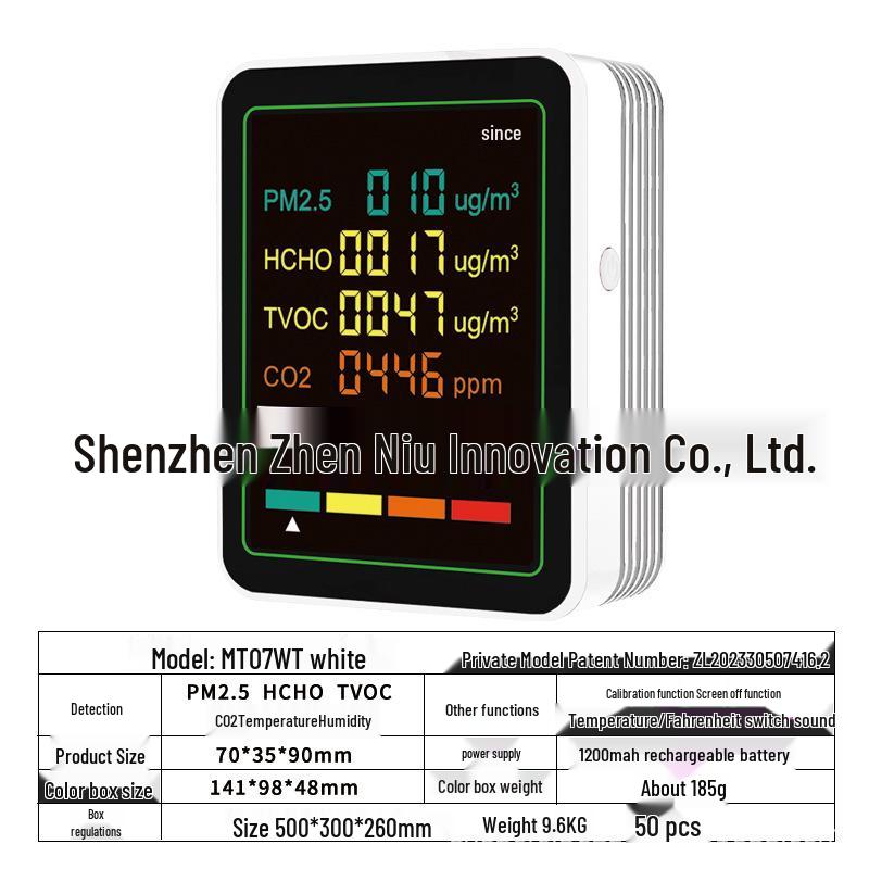 3-in-1 CO2, Temperature, and Humidity Detector with 2.8" LCD and LPG Infrared Sensor.